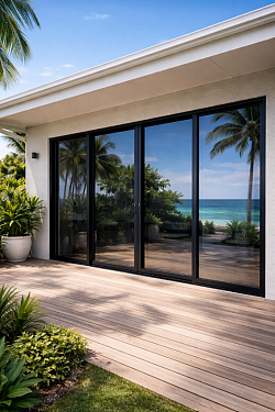TMC Tinting home window tinting Sydney — ceramic solar film on sliding glass doors coastal property