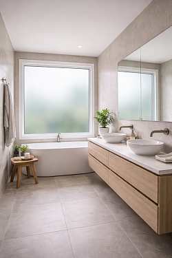 TMC Tinting glass frosting Sydney — frosted privacy film installed on bathroom window