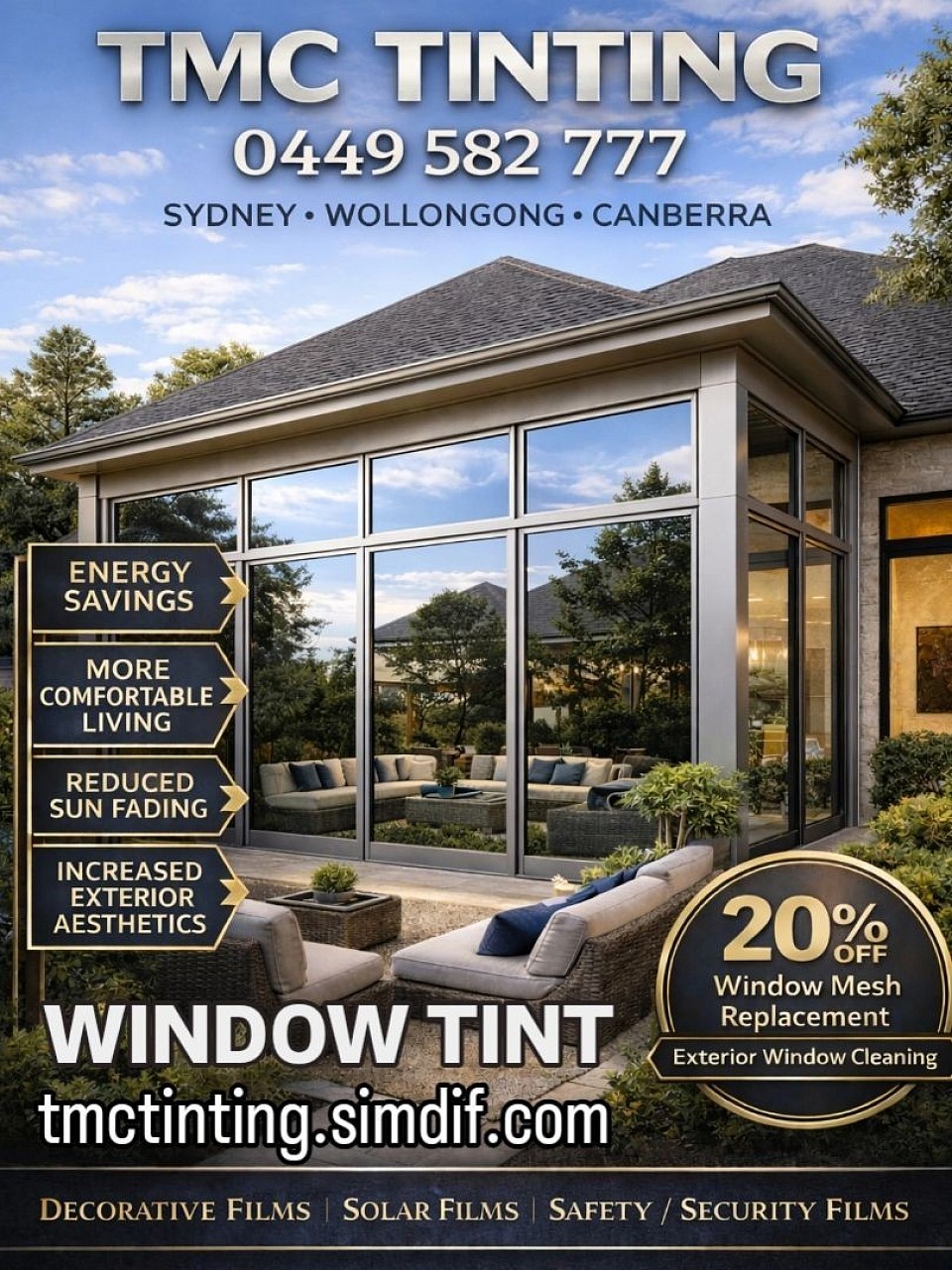 Sydney glass service, jarvis bay glass service , canberra glass service , central coast glass, home window solutions, home window tinting , double glazed glass, privacy glass solutions, home solar solutions, energy efficient home solutions and tips, sliding doors, fixed glass doors, aliminium windows and doors, glass frosting , glass frosting service near me, window tinting , apartment window tinting, office tinting, window treatments, window coverings, diy home blinds, home upgrades 2026, tmc, tmctinting , lical business, sydney winfow tint service, top rated window tinting experts in sydney tmctinting