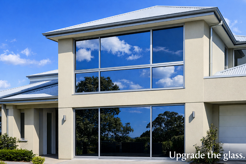 TMC Tinting residential window tinting Sydney — reflective window film installed on modern two storey home — upgrade the glass with home window tint