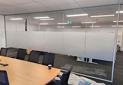 office interior frosting: TMC Tinting glass frosting Sydney office partition frosted film installation